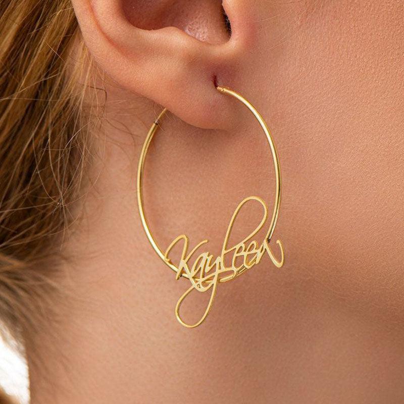 Custom Name Hoop Earrings - Cris Style Jewels 
