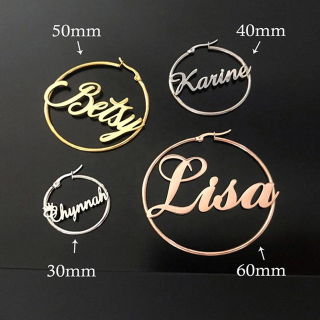 Custom Name Hoop Earrings - Cris Style Jewels 