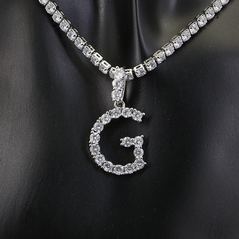 Diamond Initial Pendant Necklace - Cris Style Jewels 