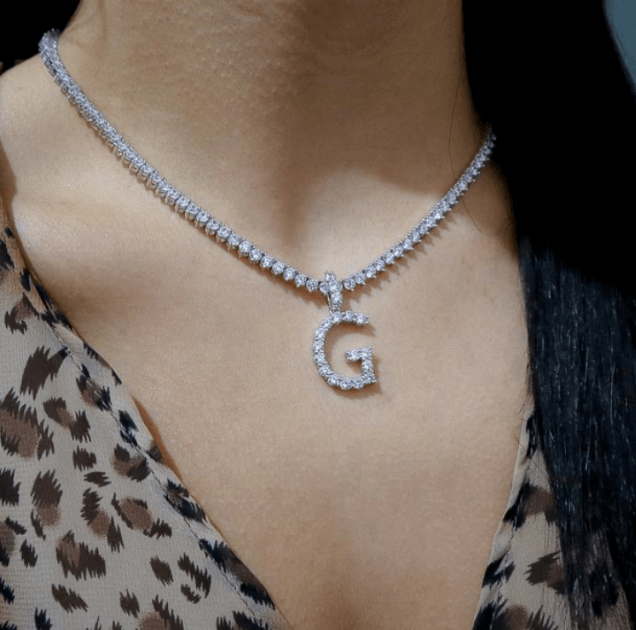Diamond Initial Pendant Necklace - Cris Style Jewels 