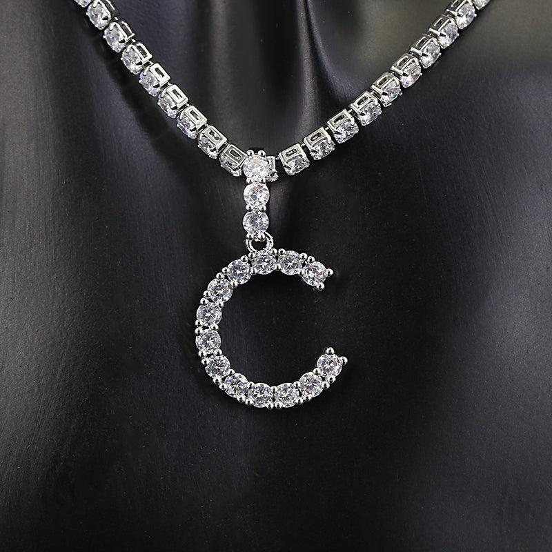 Diamond Initial Pendant Necklace - Cris Style Jewels 